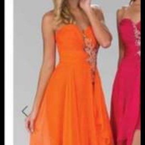 Orange cocktail dress with overskirt size medium